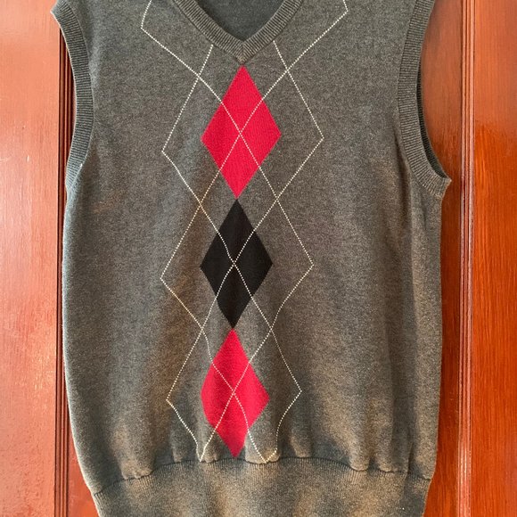 Argyle Red and Gray Sweater Vest - Picture 2 of 2